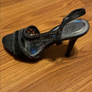 Deb Black Lace and Rhinestone High Heel